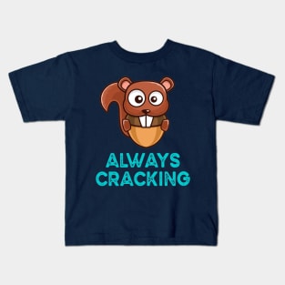 Anime Christmas Squirrel Cracking Nut, Always Cracking Kids T-Shirt